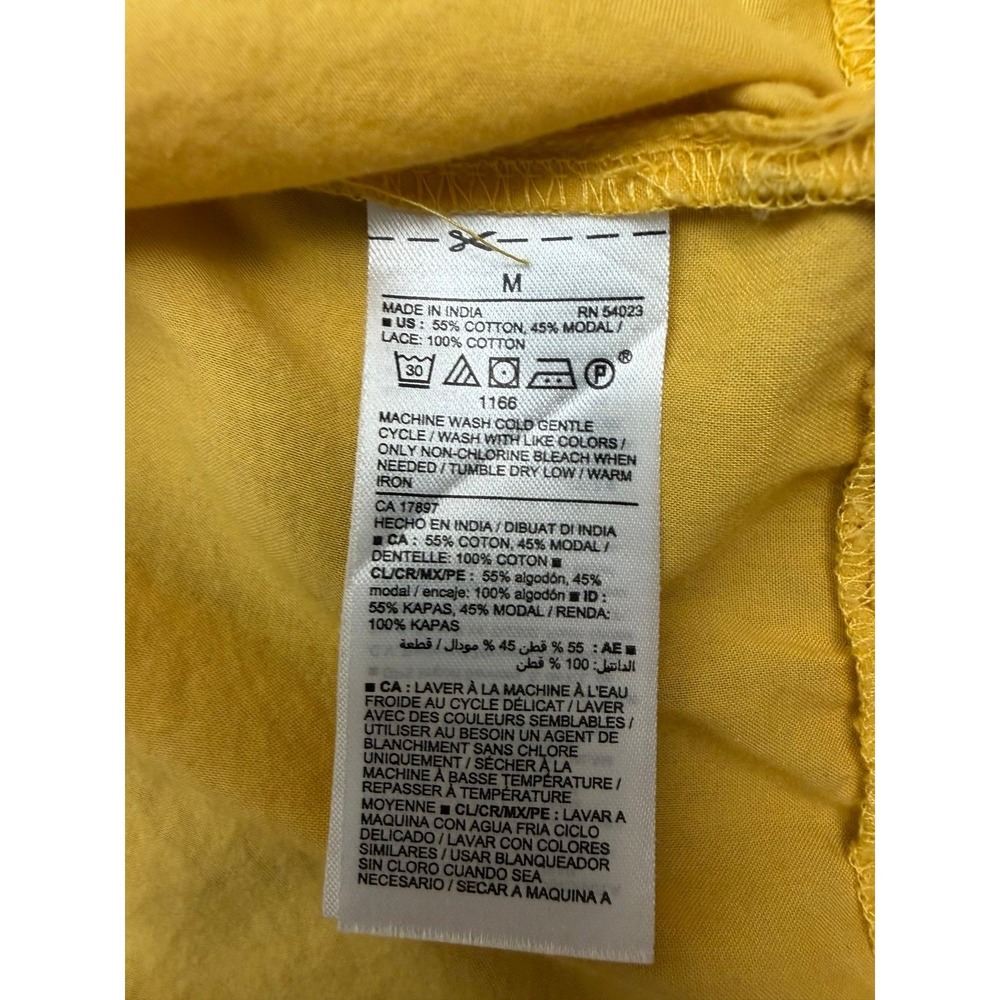 Old Navy Mustard Yellow Boho Peasant Blouse Medium‎ Relaxed Fit Short Sleeve - Picture 6 of 9